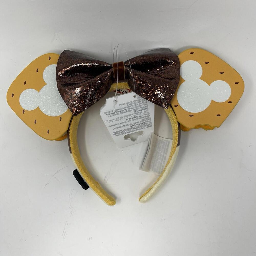 Disney Parks Eats Collection S’mores Minnie Ears Headband Brown Bow Smores